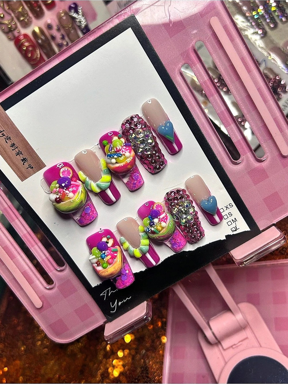 Pink & Purple Press-On Nails water nails NWT